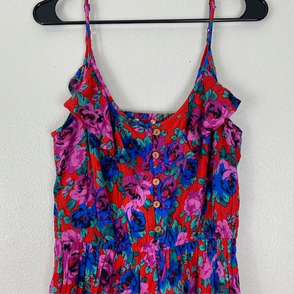 NWT Band of Gypsies Ruffle Side Tie Bright Floral Romper Medium - Picture 3 of 10